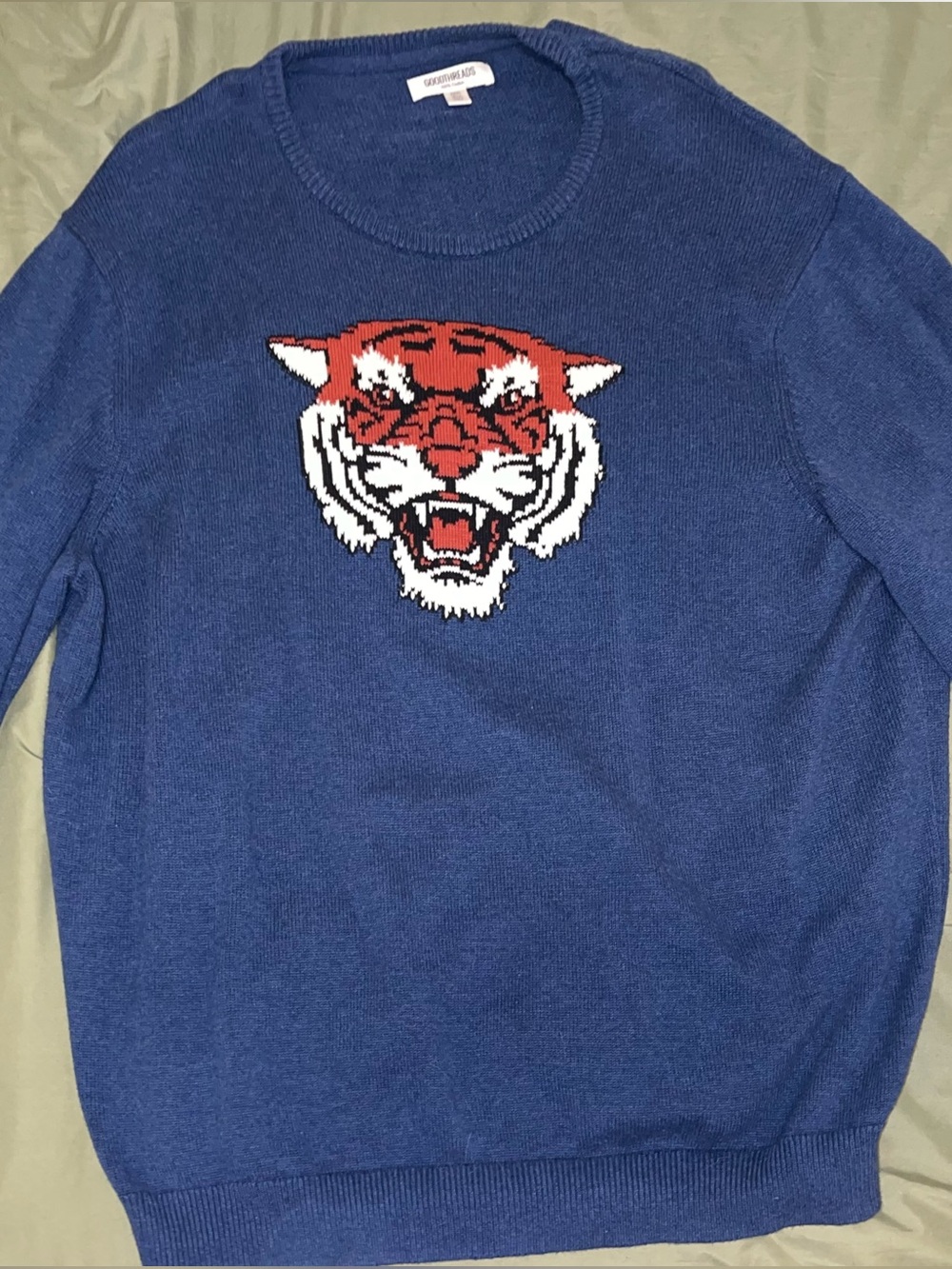 Goodthreads Navy Blue Crewneck Sweater with Tiger Motif XXXL Tall